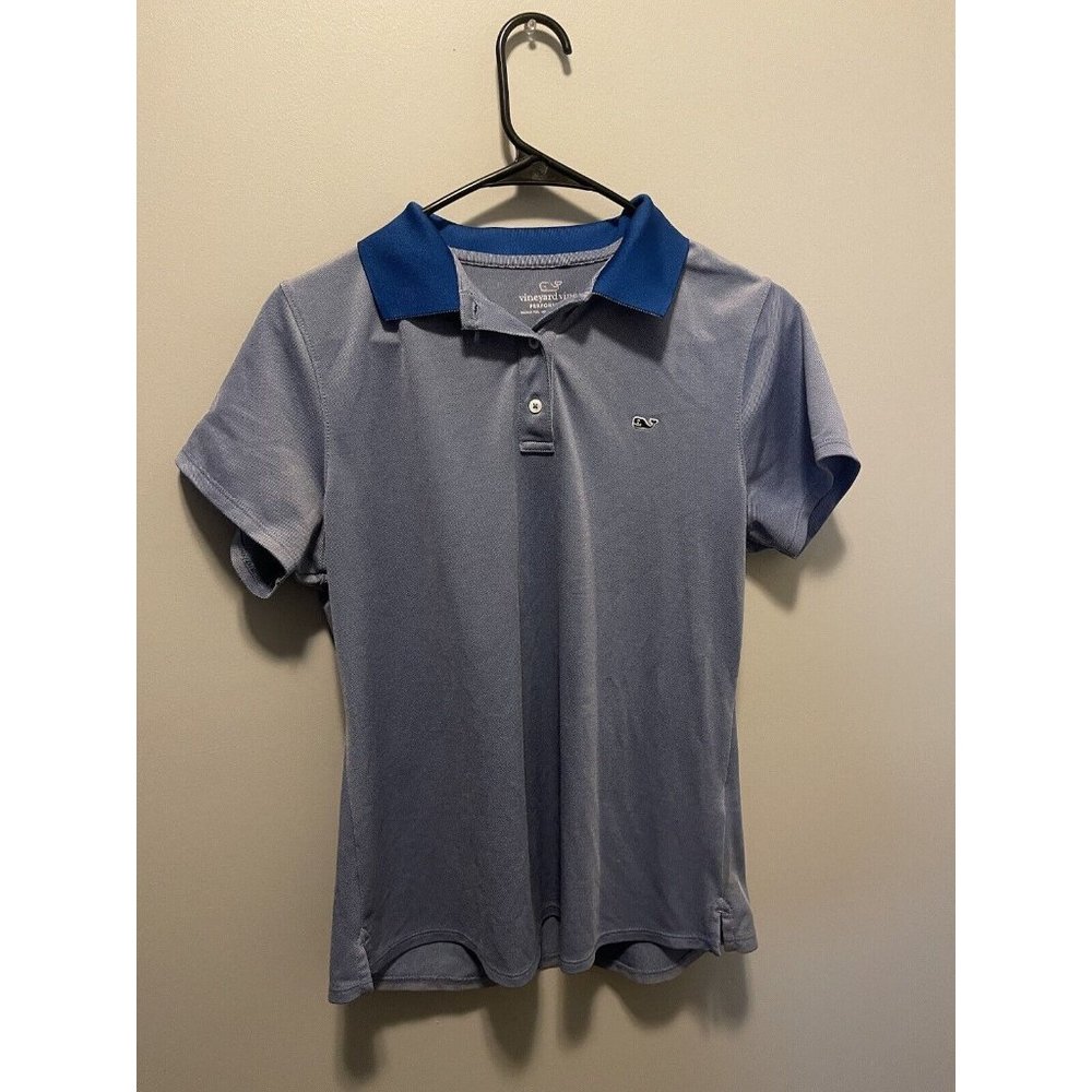 Girls Vineyard Vines Performance size M Blue Polo Style Shirt Stylish EUC